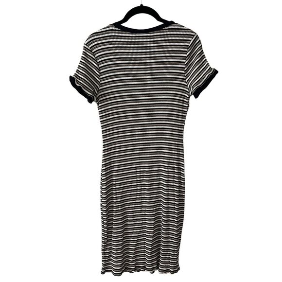 ModCloth Plus 1X Bodycon Mini Dress Striped Short Sleeve Blue White Beige - Picture 8 of 10